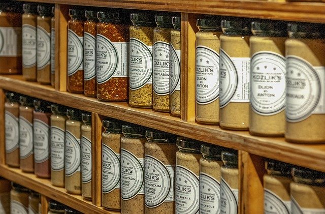 shelf, store, shop, canadian mustard, jars, brown shopping, brown shop, shelf, shelf, store, store, store, store, store, shop, jars, jars